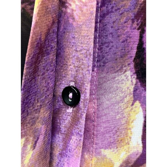 Liz Claiborne Blouse Womens Small‎ purple/tan sheer long sleeve button front - Picture 3 of 6